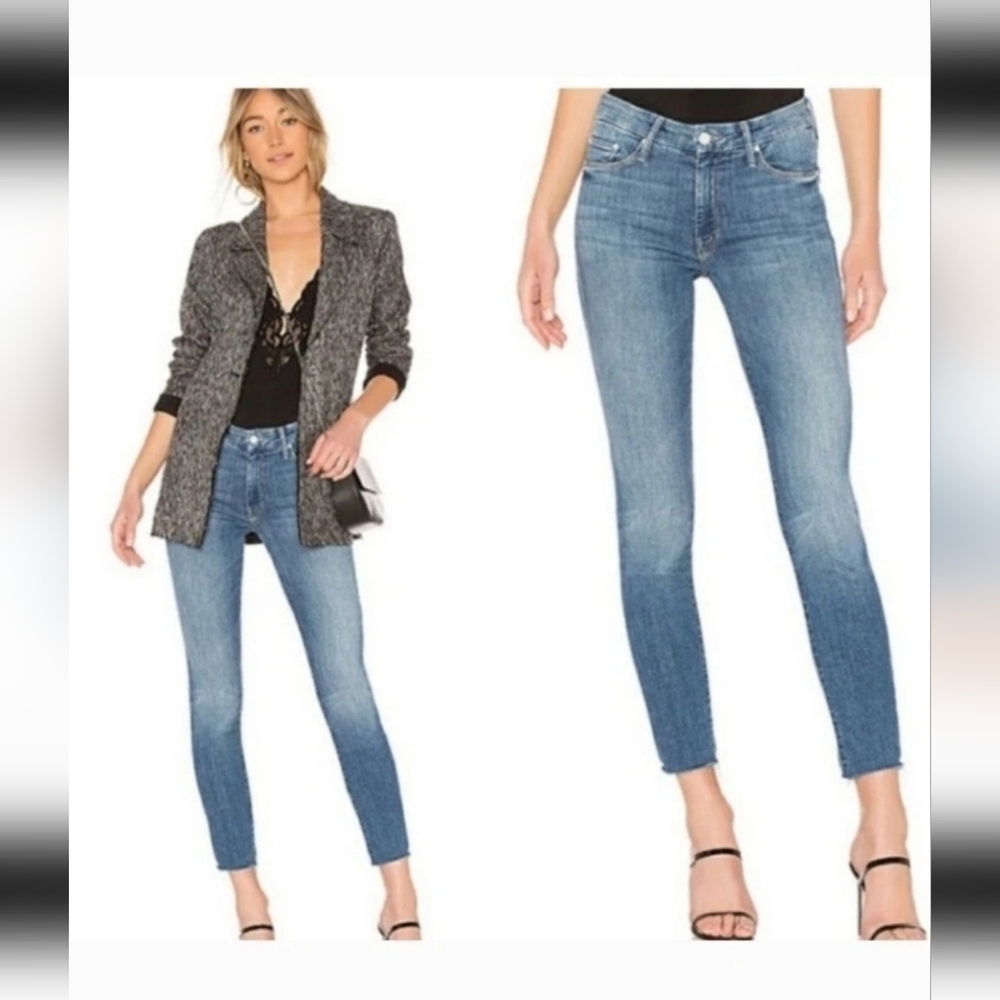 Mother The Looker Crop Frayed Light Wash Skinny Distressed Designer Denim 25